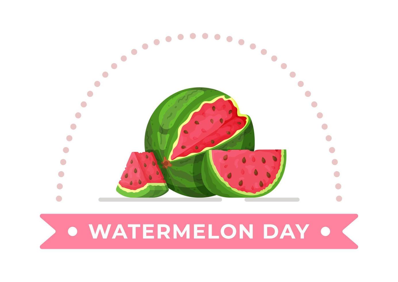 Vector illustration of watermelon day. Drawing for the August holiday, celebrated on August 3. Hand-drawn berry in a flat style.