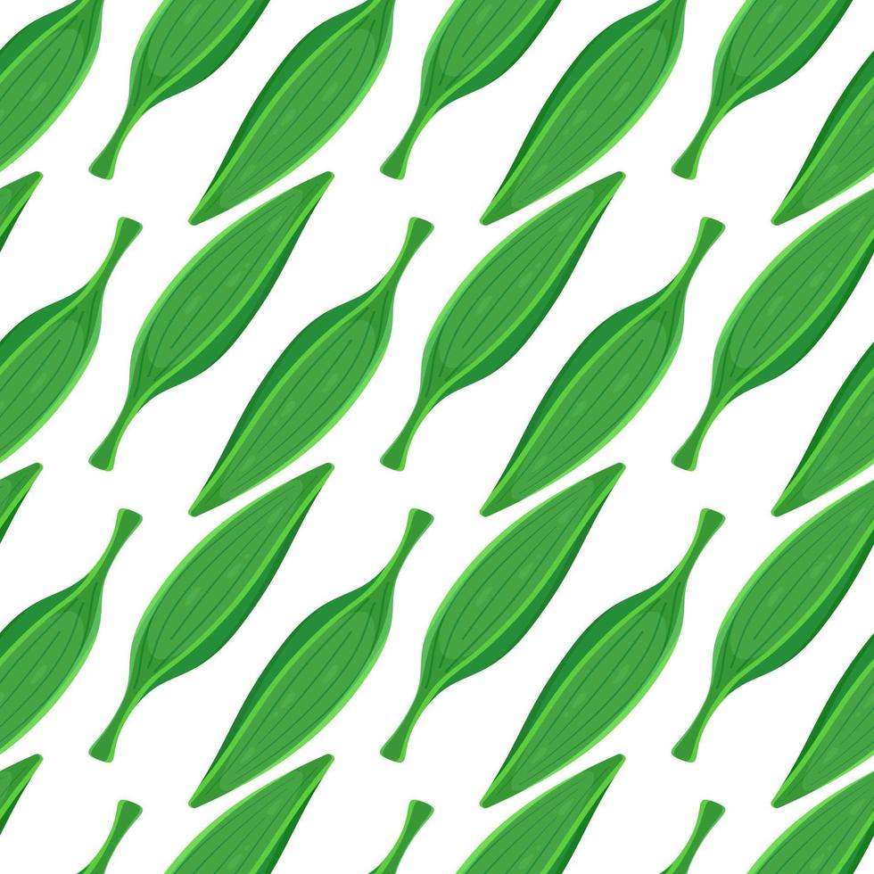 patrón de ilustración vectorial de hojas verdes. Fondo ecológico rústico de belleza fresca en blanco. patrón sin costuras de hojas tropicales. vector