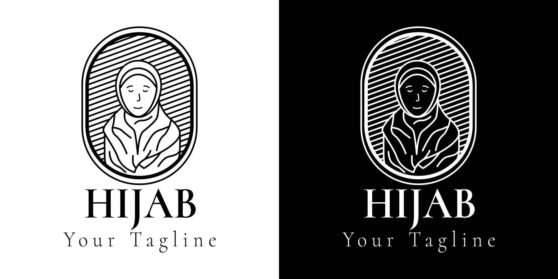 Simple logo of a woman in hijab. Simple woman wearing a head covering vector