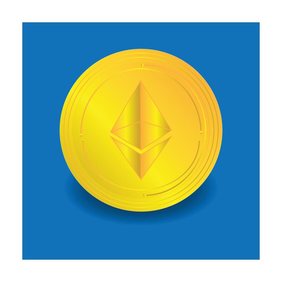 BTC Bitcoin,ETH Ethereum cryptocurrency token on a blue background vector