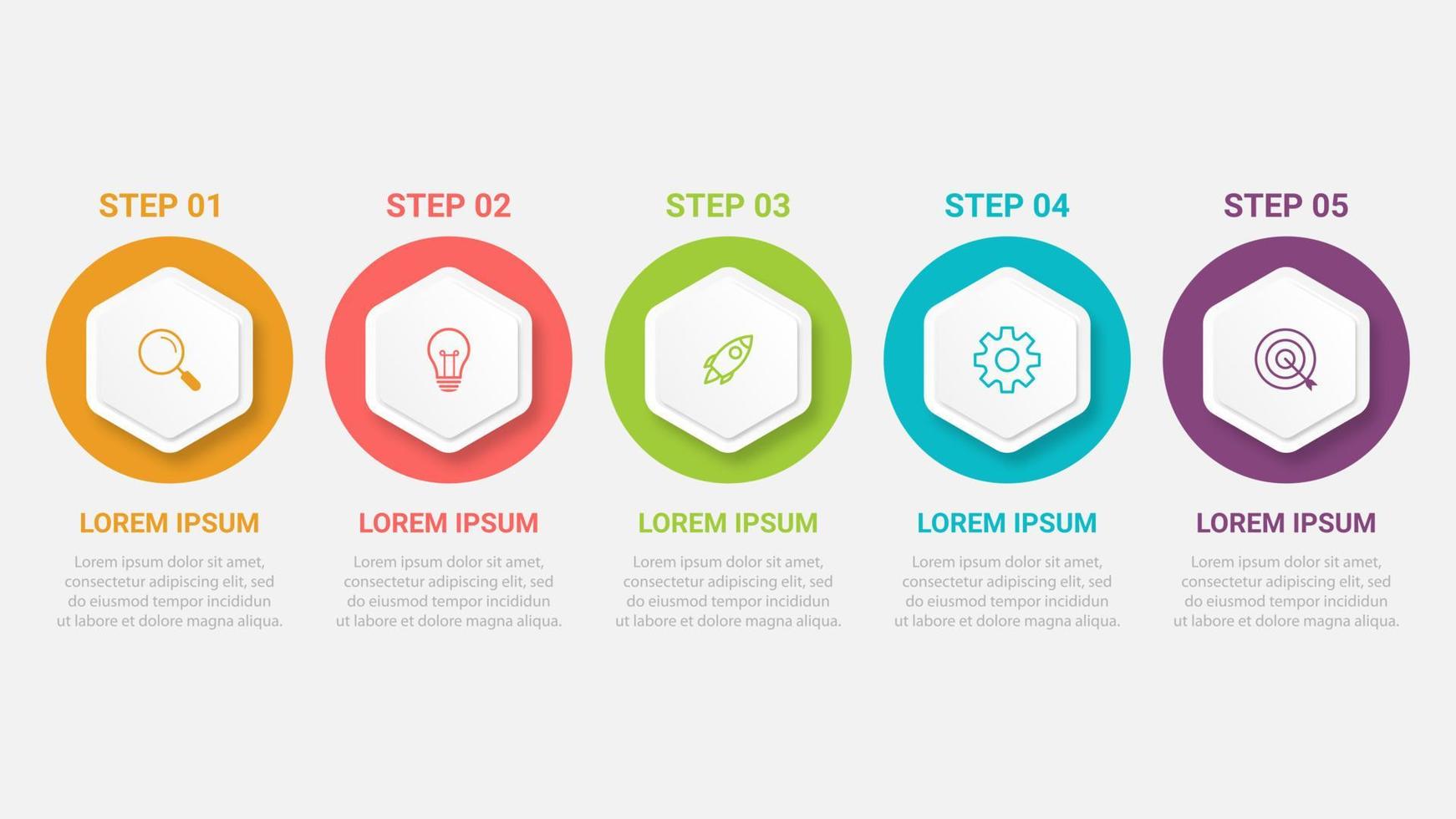 concepto creativo para infografía con 5 pasos, opciones, partes o procesos. visualización de datos comerciales vector