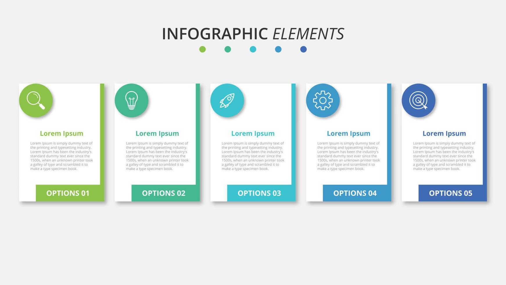 Presentación plantilla de infografía empresarial con 5 opciones. vector