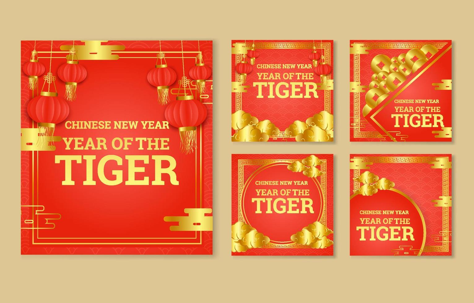 Social Media Posts of Year of The Tiger vector