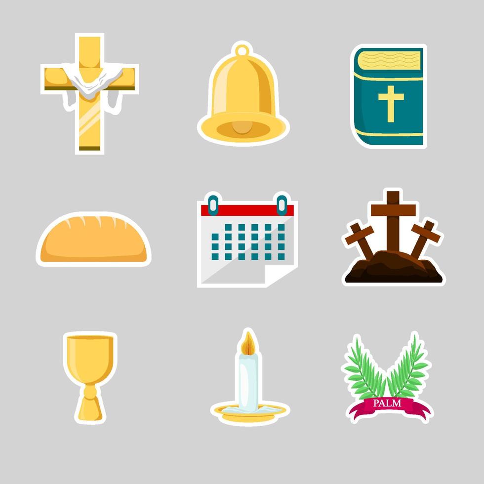 Sticker Set of Palm Sunday vector