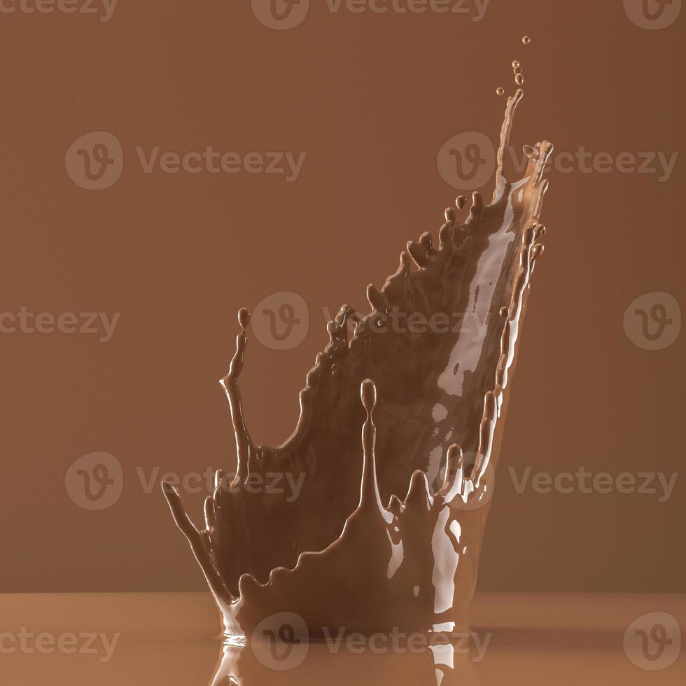 The brown liquid splash in brown scene, abstract background for product presentation. 3d rendering photo