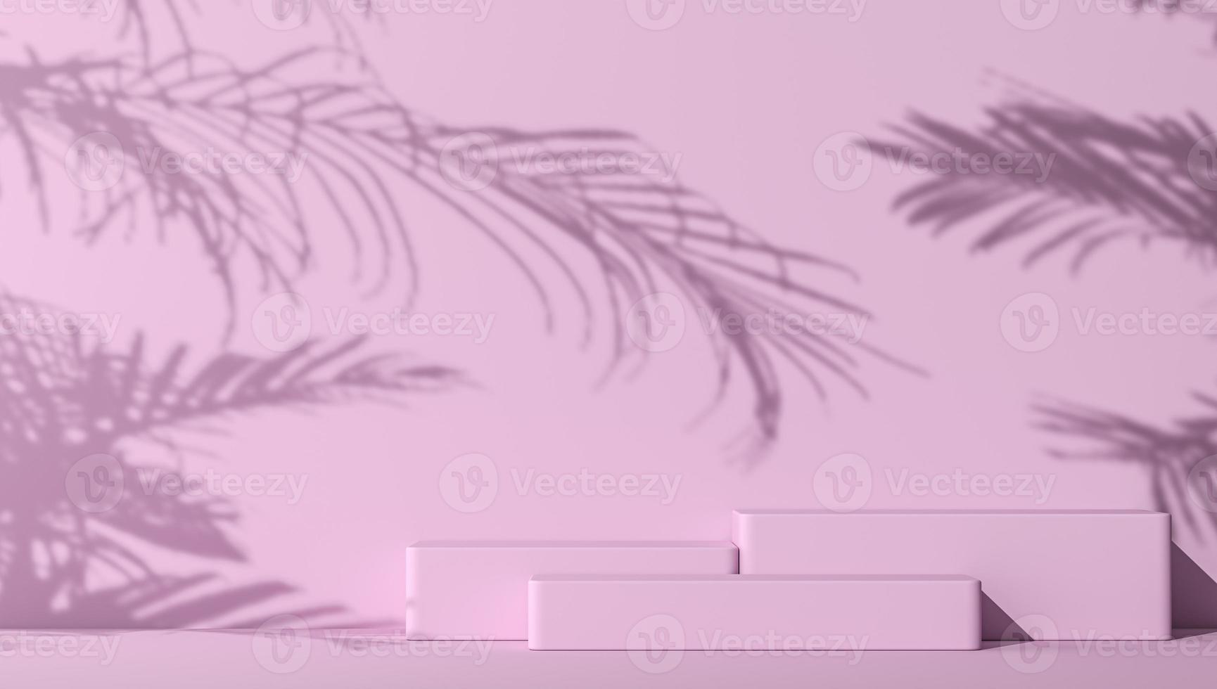 pink stage with tropical plants shadow, abstract mockup for ads branding and product presentation. photo