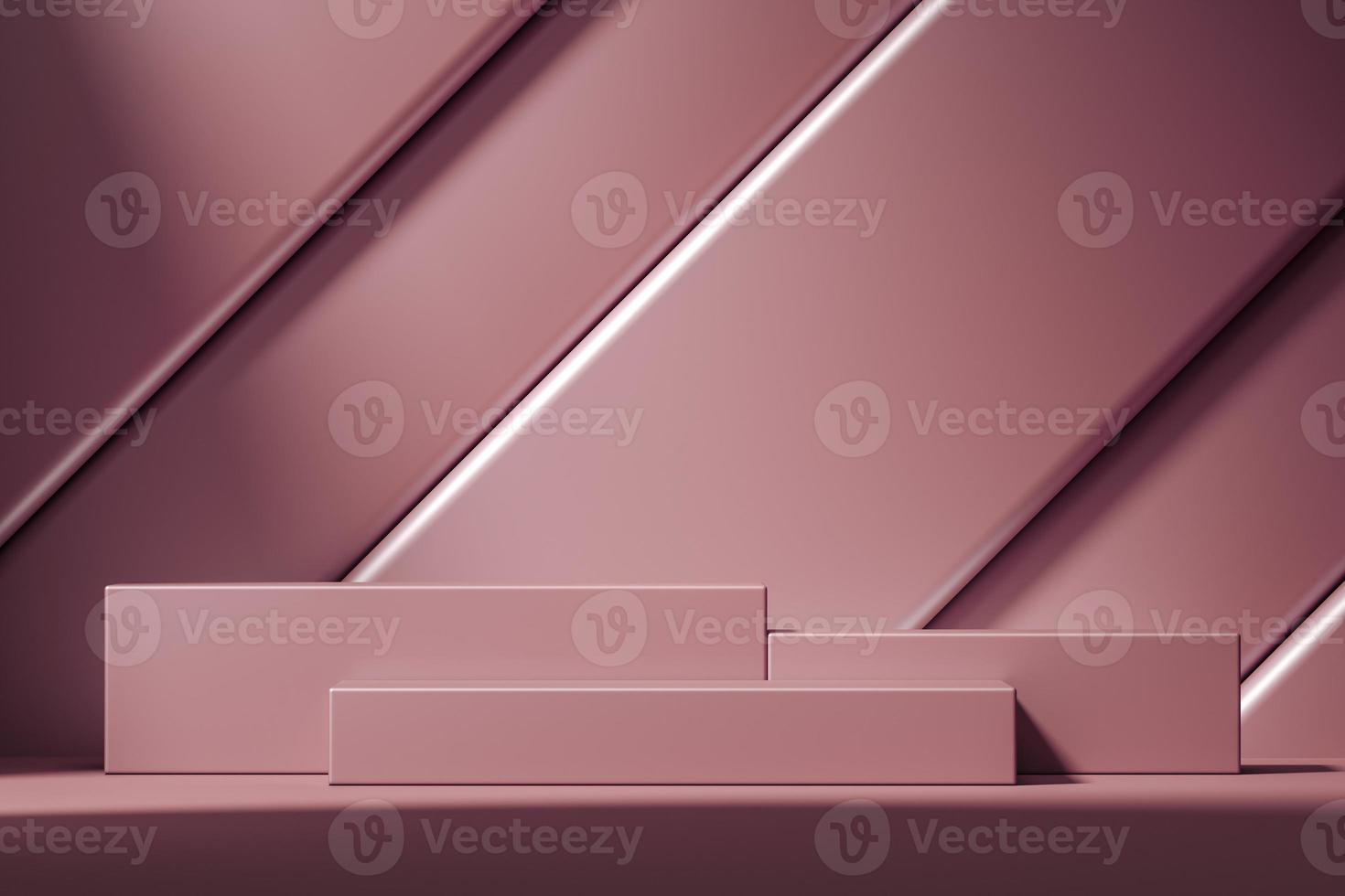 Three pink platform on pink oblique layer background, Abstract background for product presentation or branding. 3d rendering photo