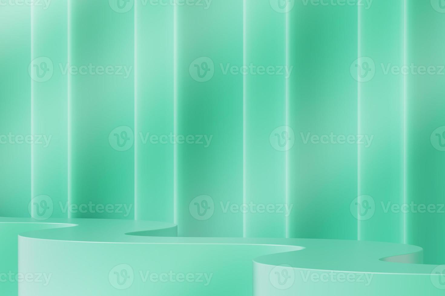 Green curve platform on green background, Minimal background for product presentation or branding. 3d rendering photo