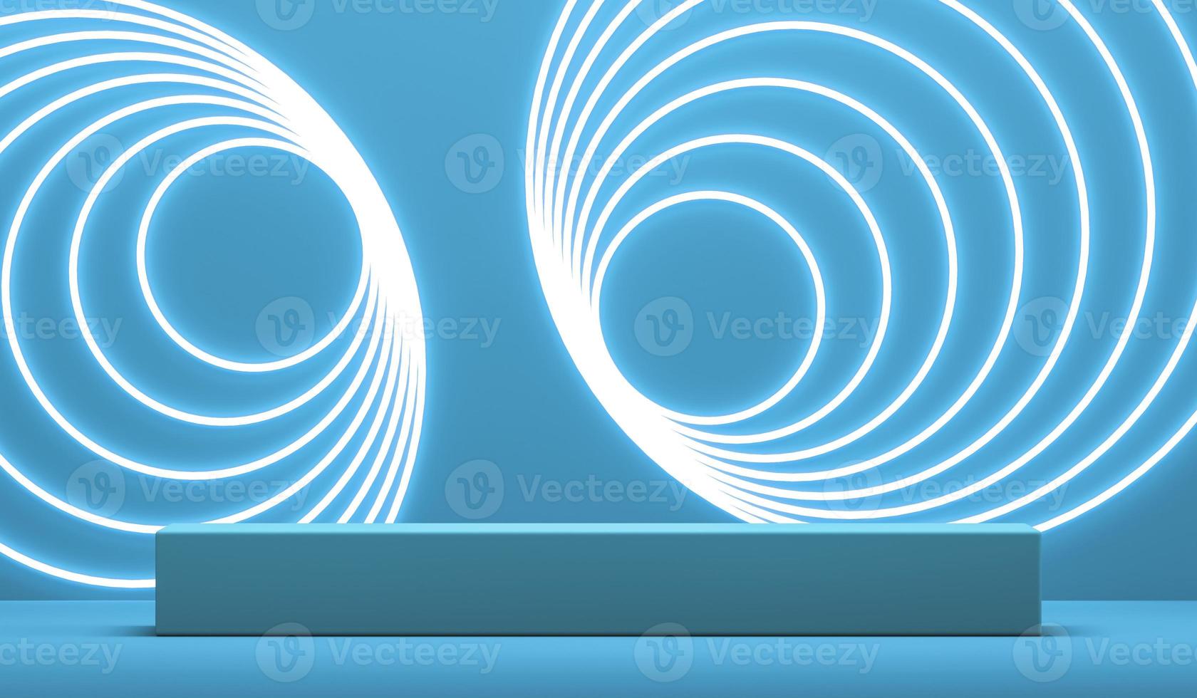 Blue platform and white circle stacked light background, Abstract background for product presentation or branding. 3d rendering photo