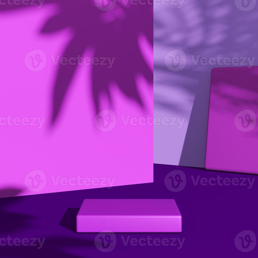 Abstract background for presentation or ads, Velvet violet scene and tropical plants shadow on background. 3d rendering photo