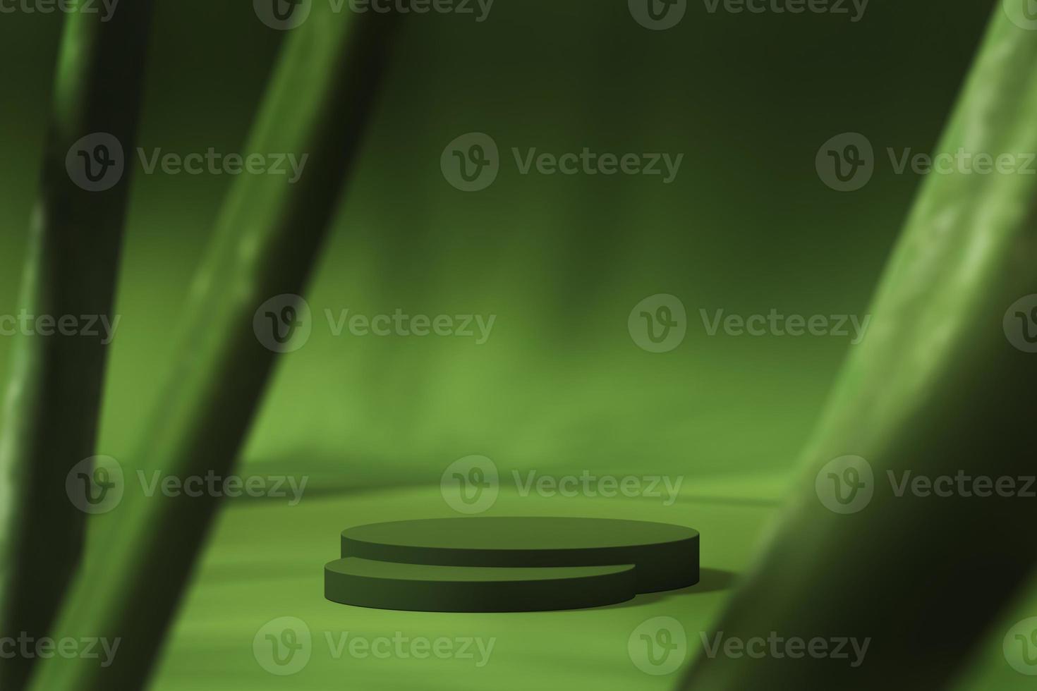 green base two step in green studio, mockup for product presentation. 3d rendering photo