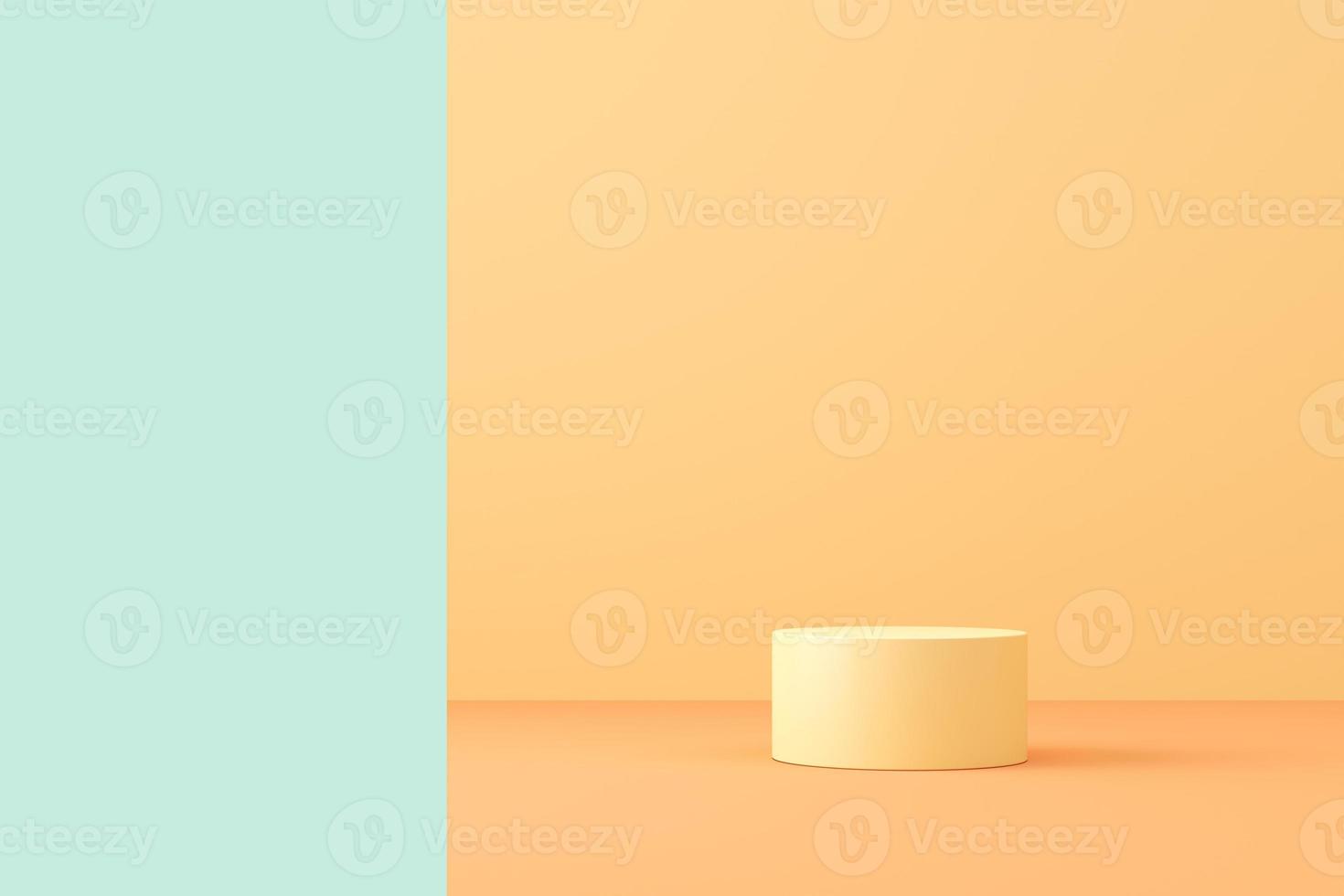 Minimalist mockup background for cosmetic or product presentation, The cylindrical platform in pastel color scene. 3d rendering photo