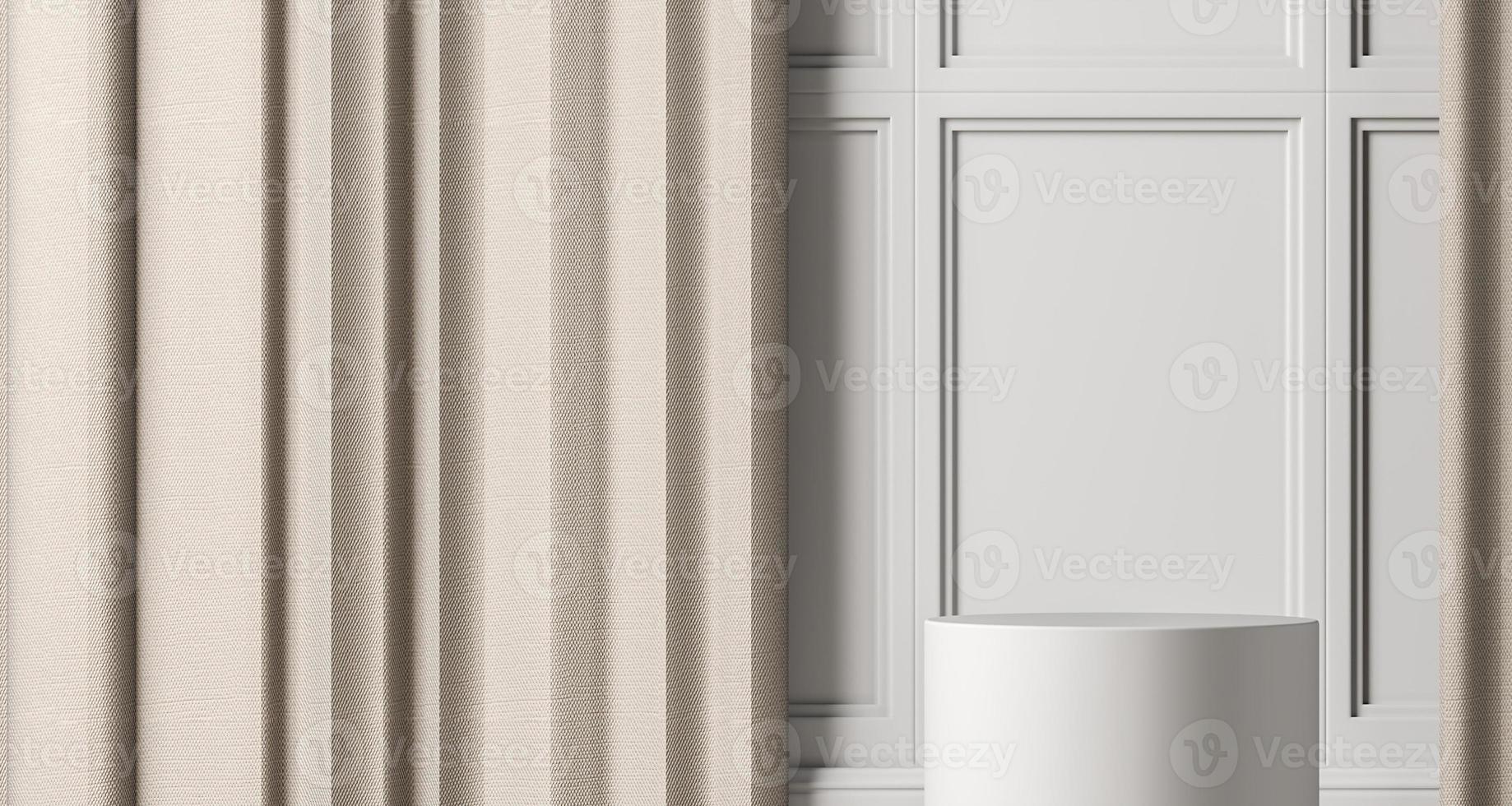 White podium on white mockup scene, abstract background for product or presentation. 3d rendering photo
