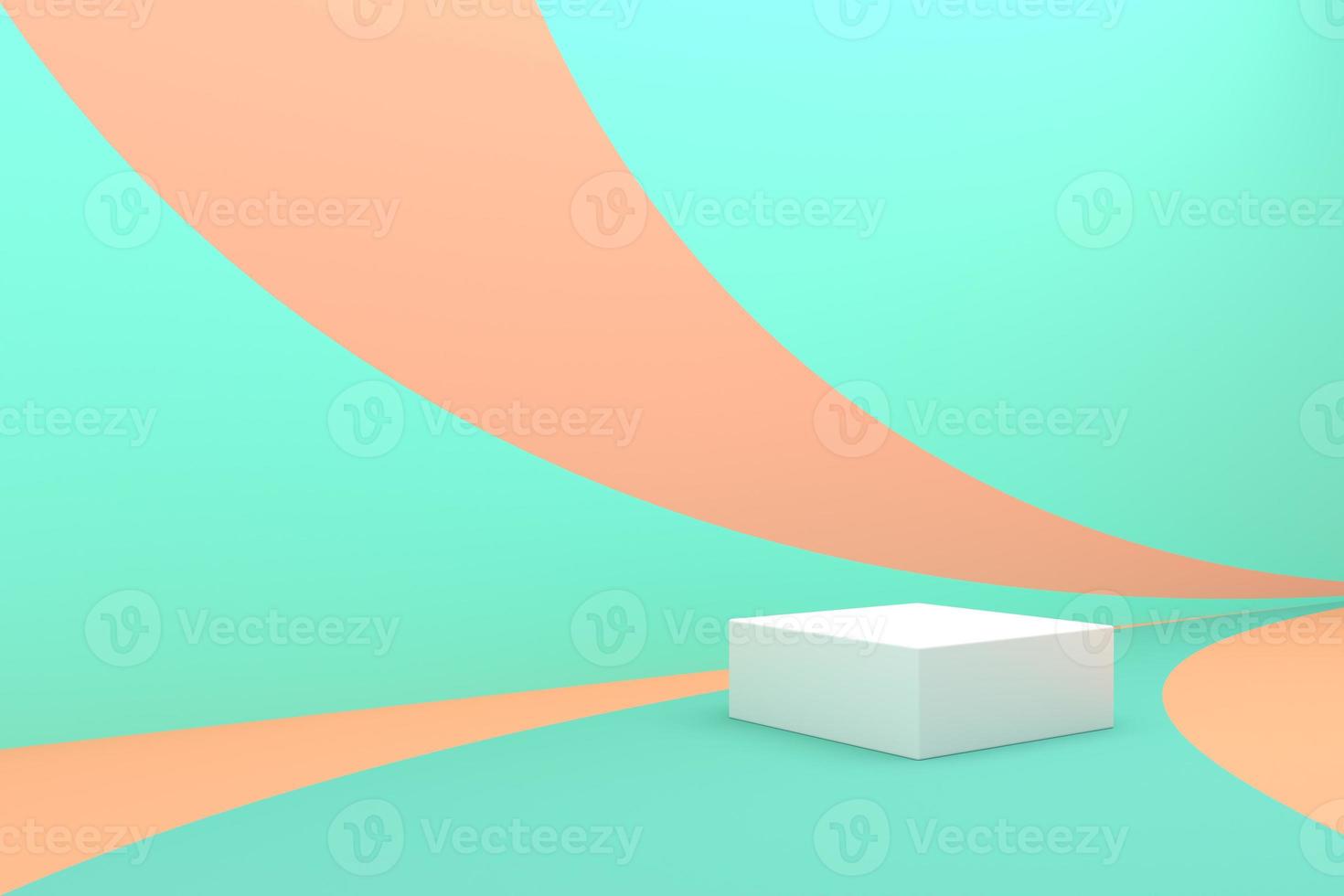 Minimalist mockup background for product presentation, White platform in pastel color scene. 3d rendering photo