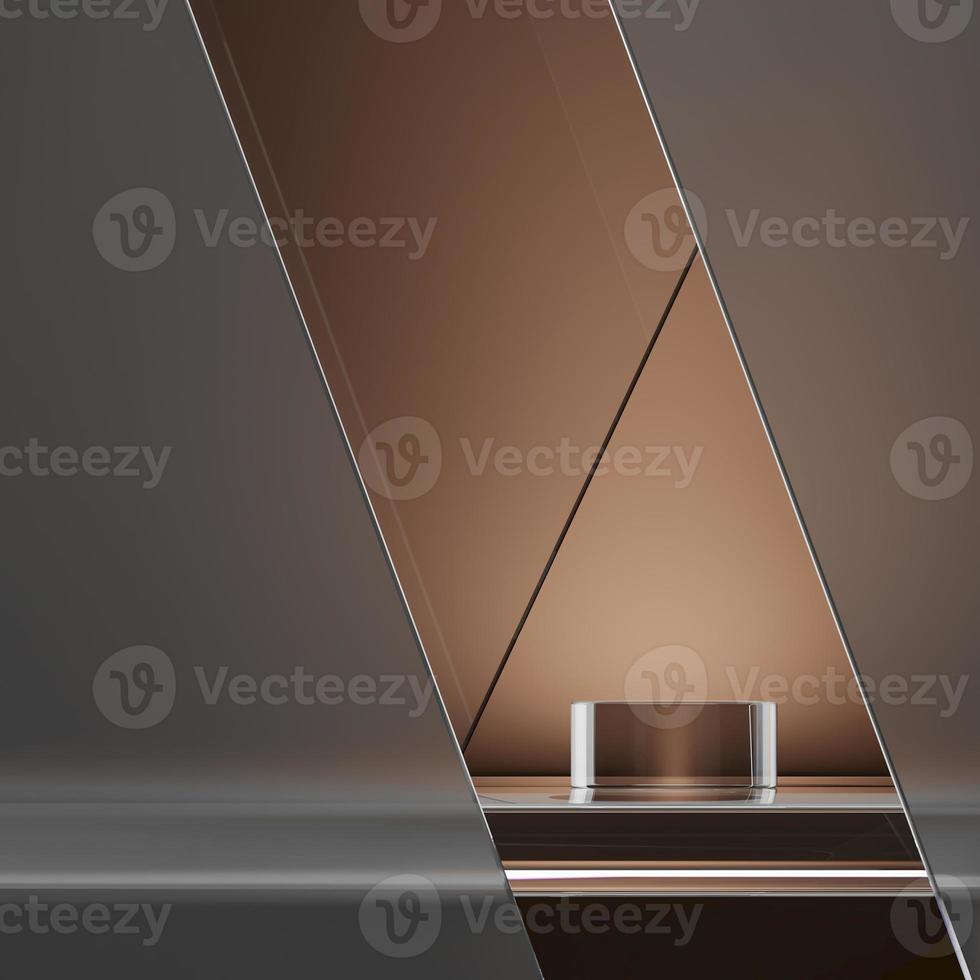 Glass podium on brown background, abstract background for product presentation. 3d rendering photo