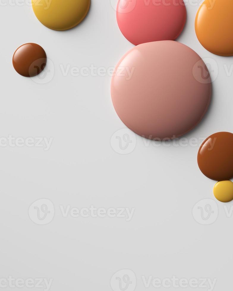 Multicolored liquid droplets on a white background, abstract background for presentation. photo