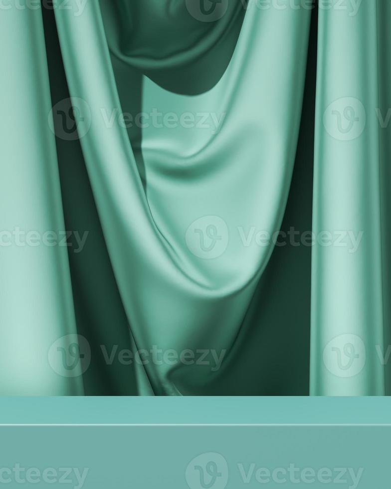 The turquoise platform on turquoise fabric, Abstract background for branding or product presentation. 3d rendering photo