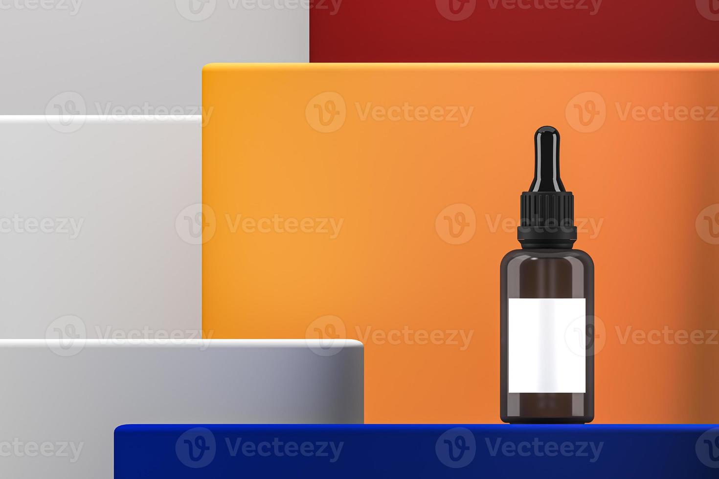 Abstract mockup background for cosmetic presentation, The bottle serum on platform stacked up. 3d rendering photo