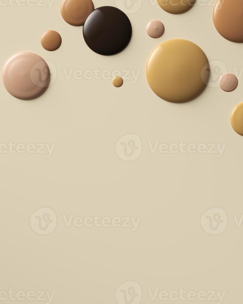 Multicolored liquid droplets on a beige background, abstract background for presentation. photo
