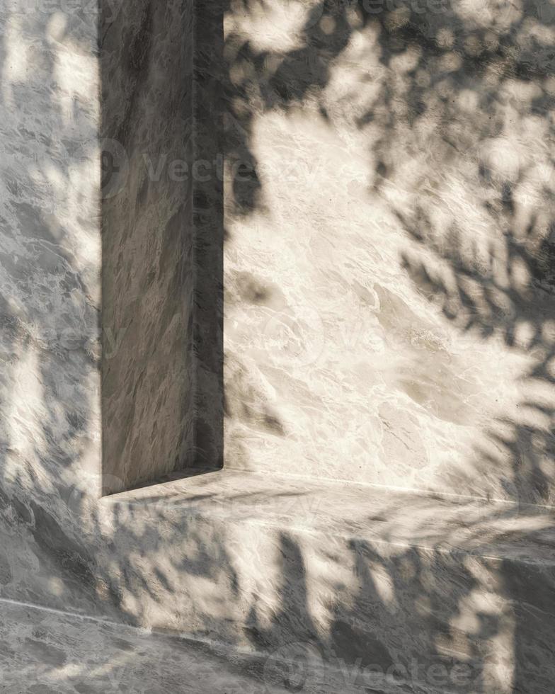 sunshade shadow on white marble wall, minimal background for presentation. photo