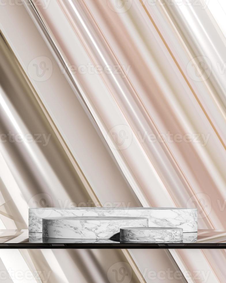 Abstract background for product presentation or branding, White marble platforms on the glass, Abstract background gradient reflection. 3d rendering photo