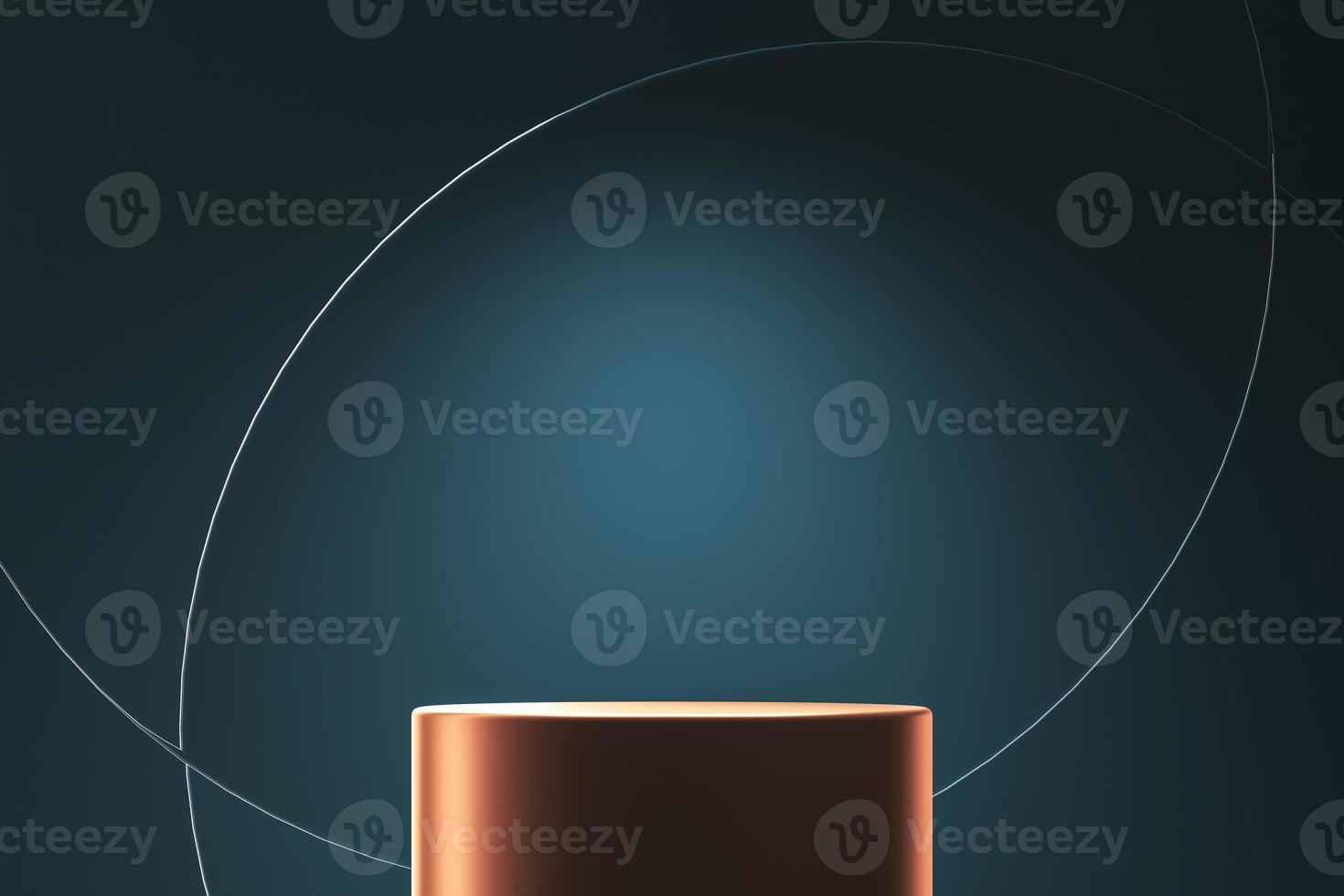 Brown shiny podium on blue abstrct mockup background, abstract background for product presentation or ads. 3d rendering photo