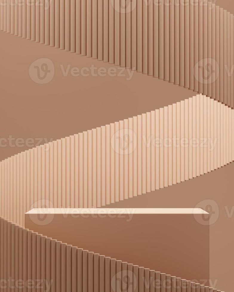 Beige cylindrical podium and curve background, minimal abstract background for product presentation. 3d rendering photo