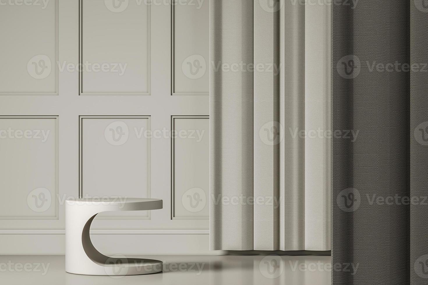 White platform on white mockup scene, abstract background for product or presentation. 3d rendering photo