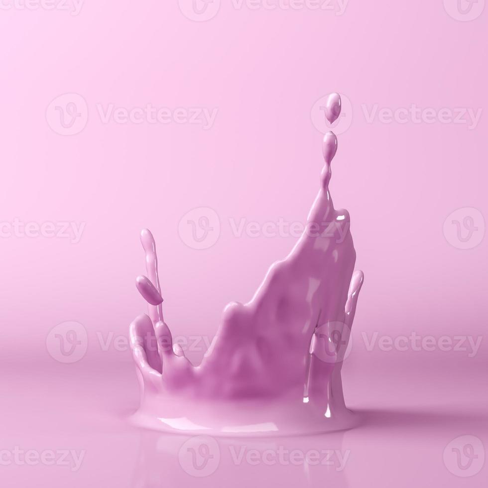 Pink liquid splash in pink scene, abstract mockup background for presentation. 3d rendering photo