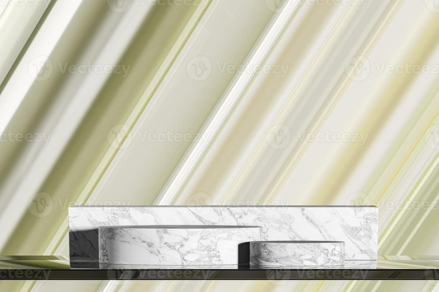 Abstract background for product presentation or branding, White marble platforms on the glass, Abstract background gradient reflection. 3d rendering photo