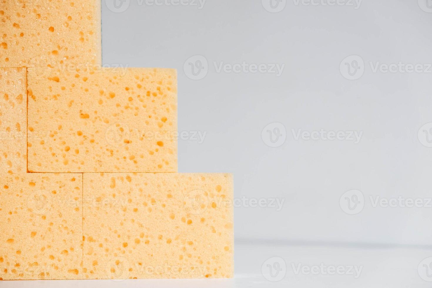 Yellow Kitchen Sponge On White Background. Dish Sponge Background