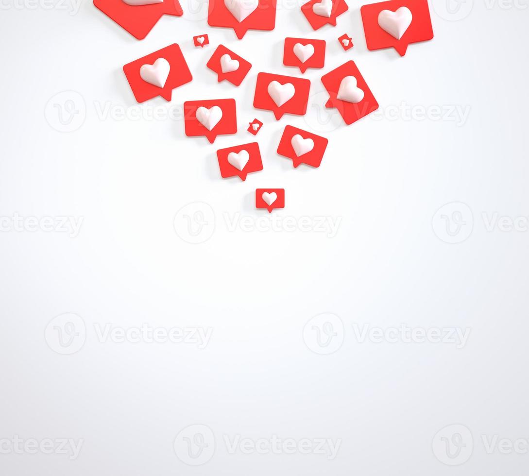 Social media marketing template with copyspace and a heap of like buttons. 3d render photo