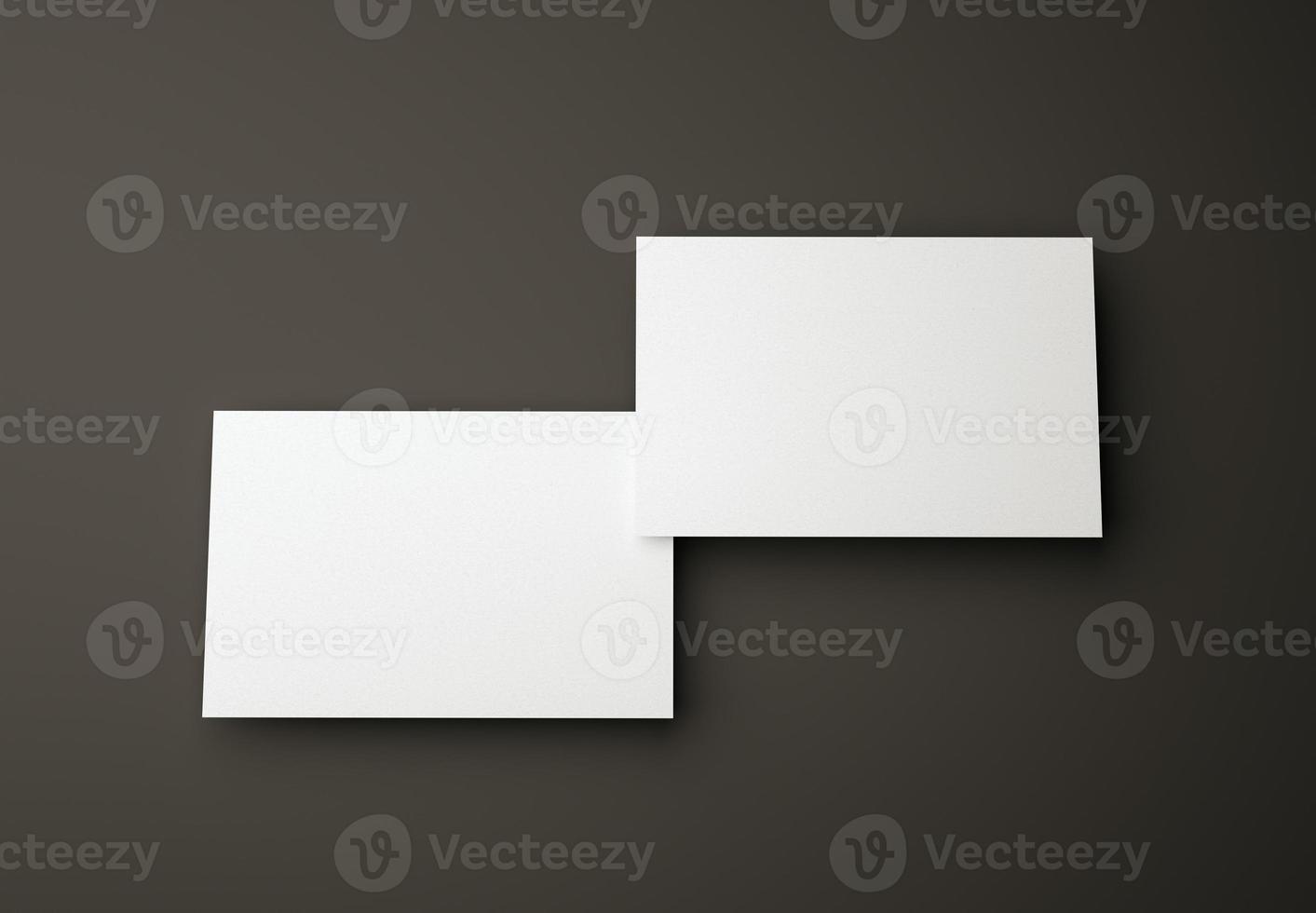 3D Illustration. Mockup of two business cards design template on isolated black background. Business and branding identity concept. photo