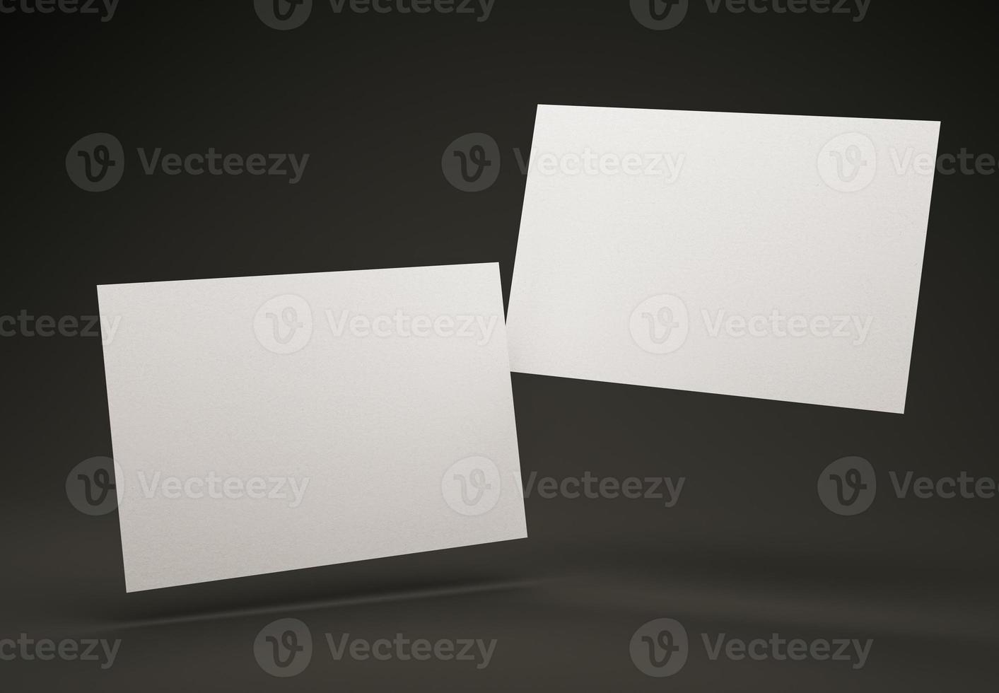 3D Illustration. Mockup of two blank white business cards. Business card design template. photo
