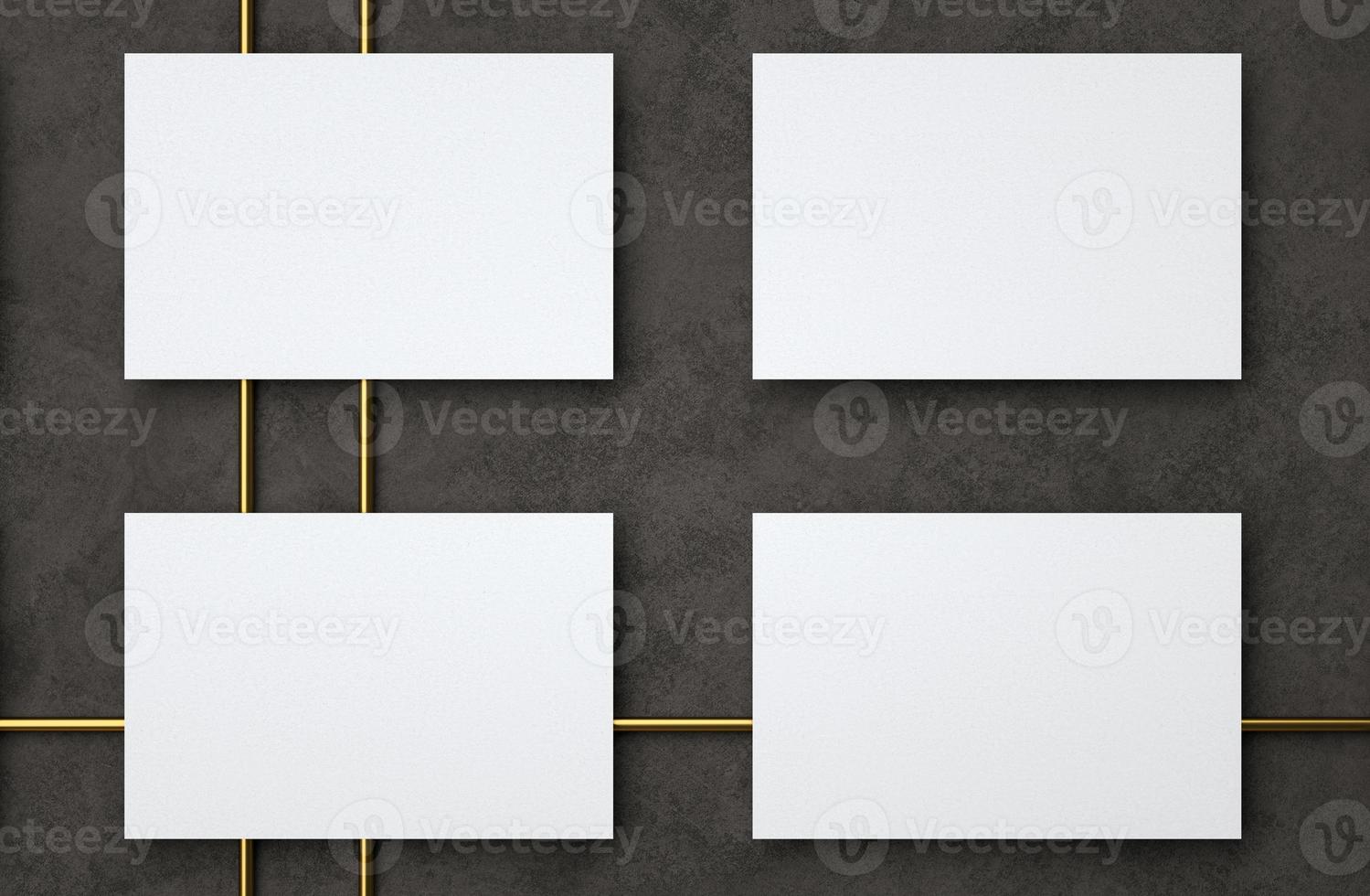 3D Illustration. Mockup of modern blank white business cards. Business card design template. photo