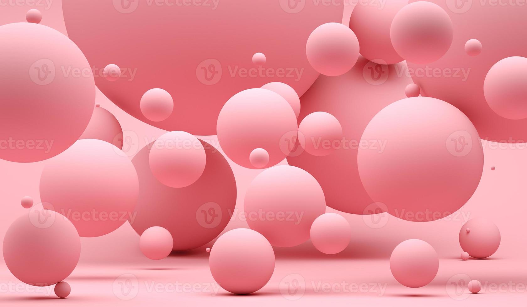 Abstract background with pink spheres with different sizes. Modern background design. 3d render photo