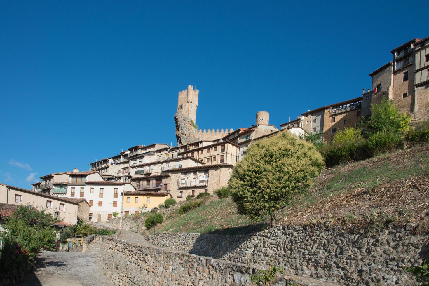 Beautiful view of Frias castle and houses. Seen from the low part of the town. Burgos, Merindades, Spain photo