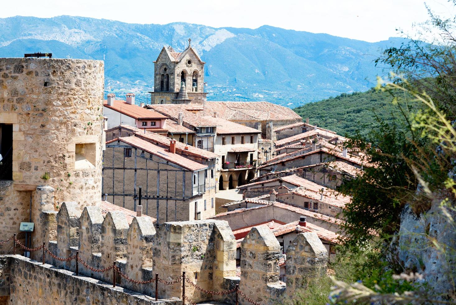 Beautiful view from Frias ancient castle. Houses and rooftops with traditional architecture. Merindades, Burgos, Spain photo