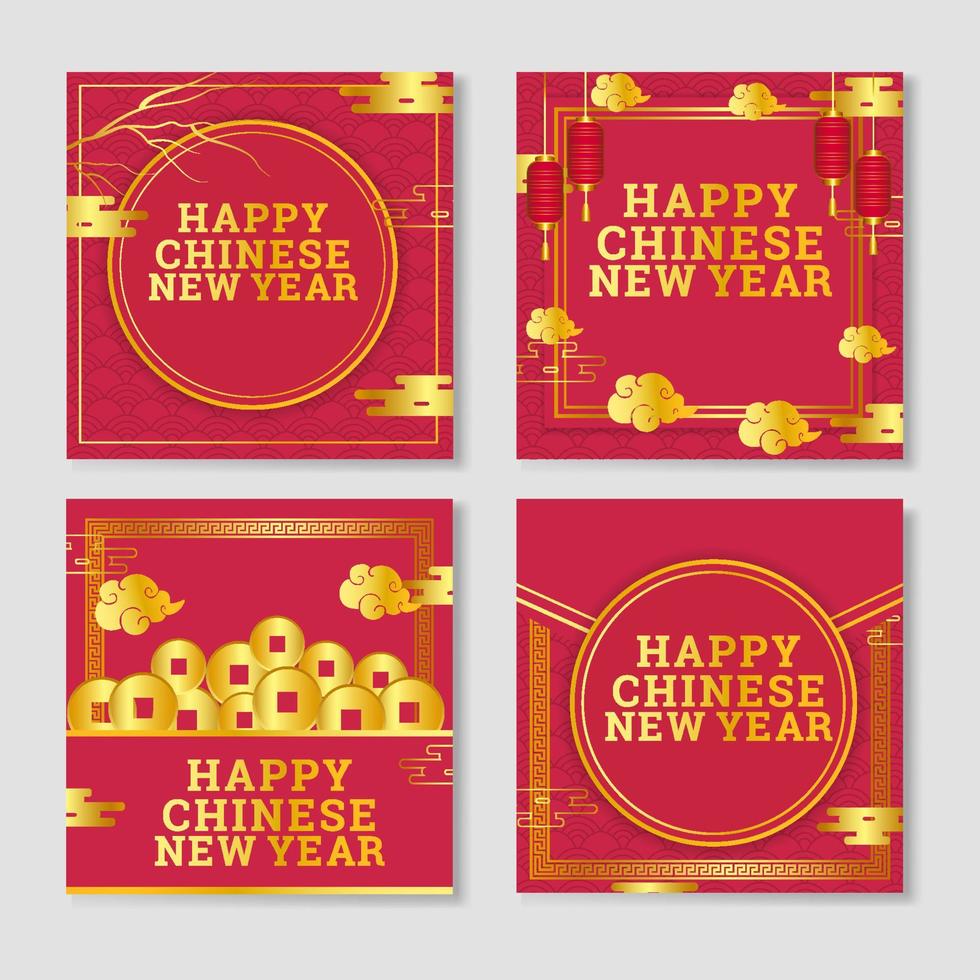 Gong Xi Fa Cai Social Media Post Set vector