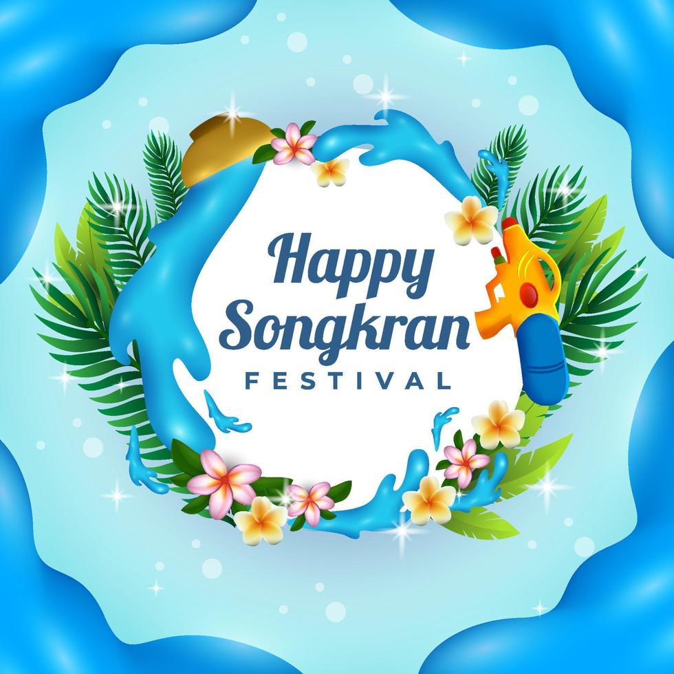 Summer Songkran Festival Realistic Concept vector