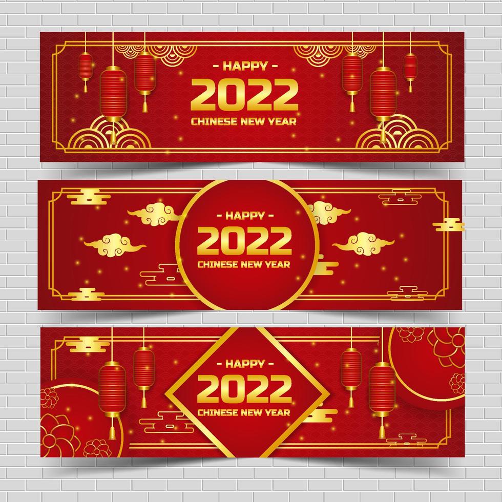Chinese New Year Banner Template Set vector