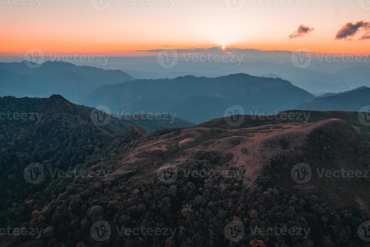 evening scenery,mountains in the evening high angle photo