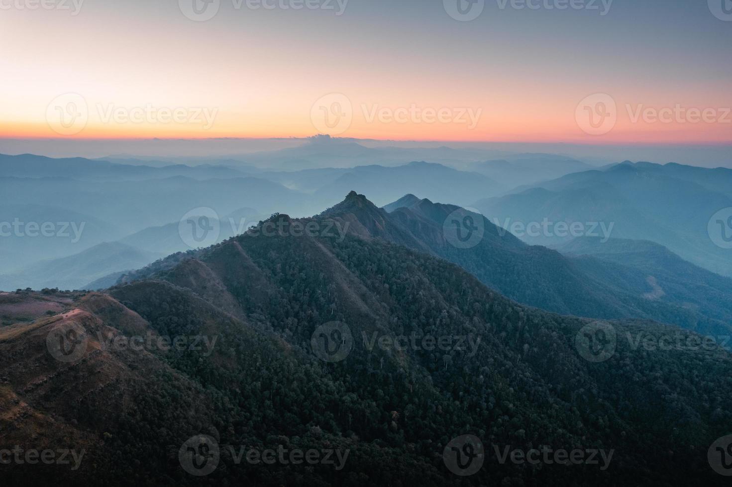 early morning mountain from above before sunrise photo