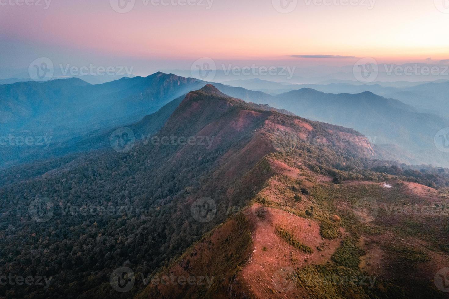 early morning mountain from above before sunrise photo