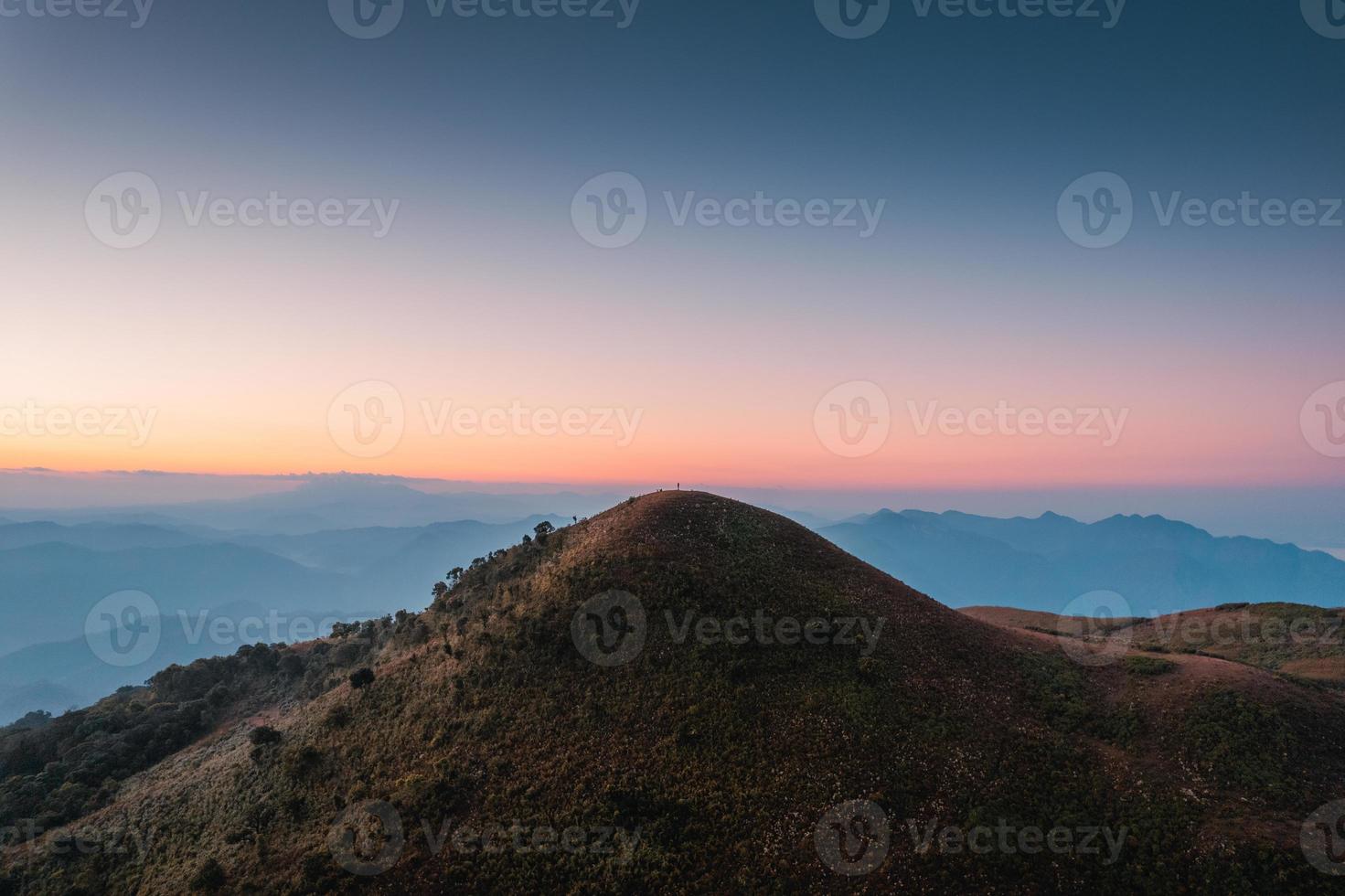 early morning mountain from above before sunrise photo