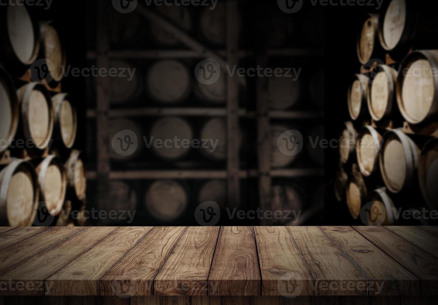 blank of wood top table at winery photo