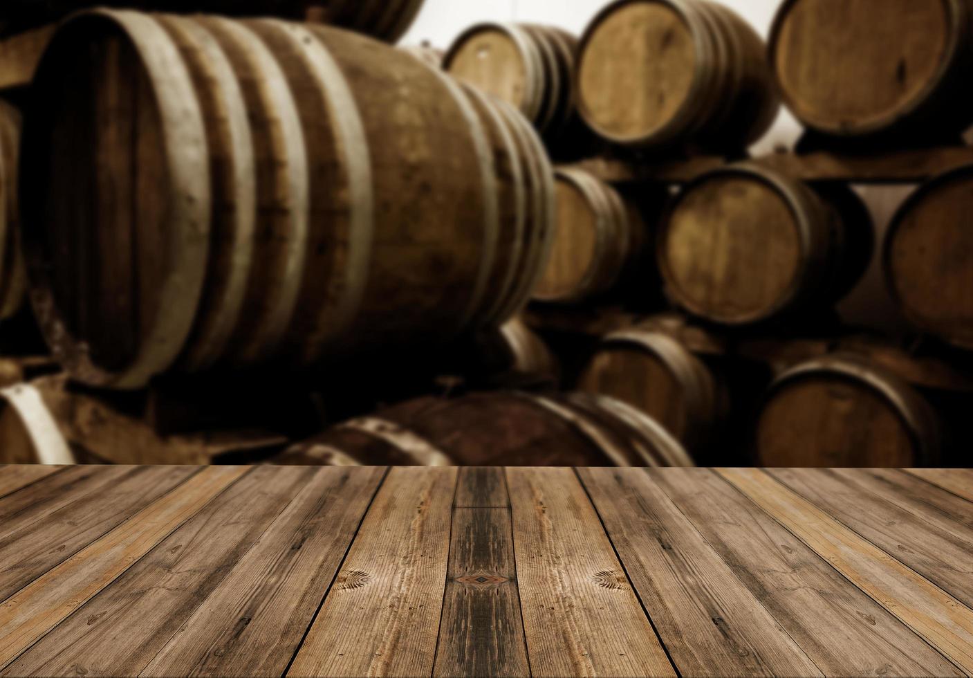blank of wood top table at winery photo