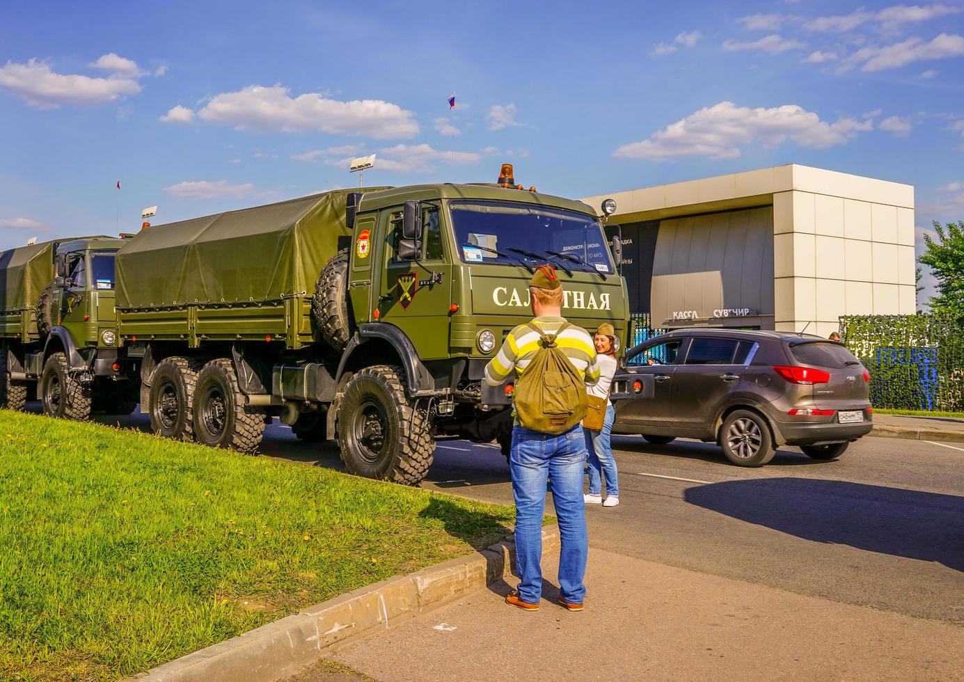Moscú, Rusia-9 de mayo de 2016-vehículos militares para el desfile de la victoria. foto