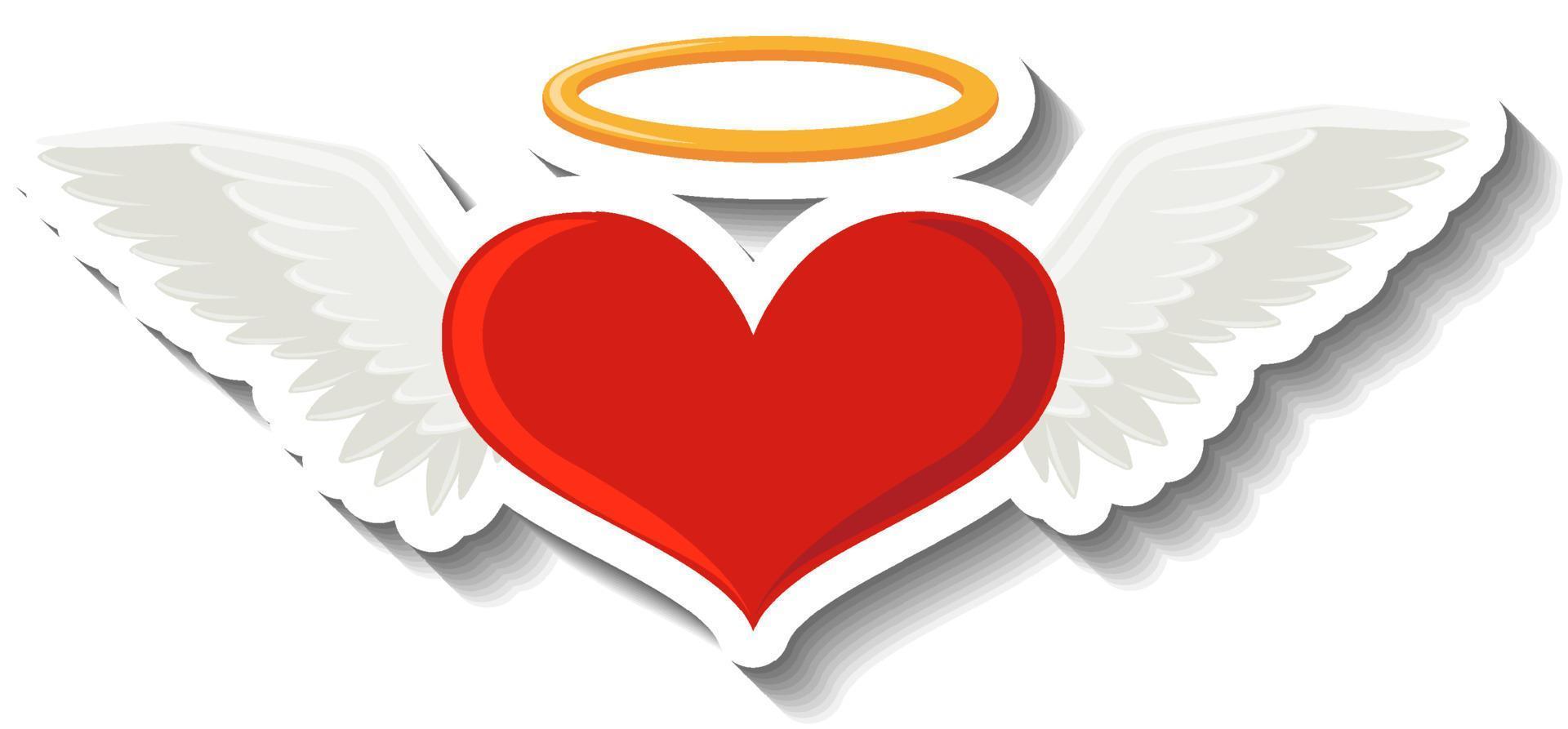 Red heart with angel wings in cartoon style vector