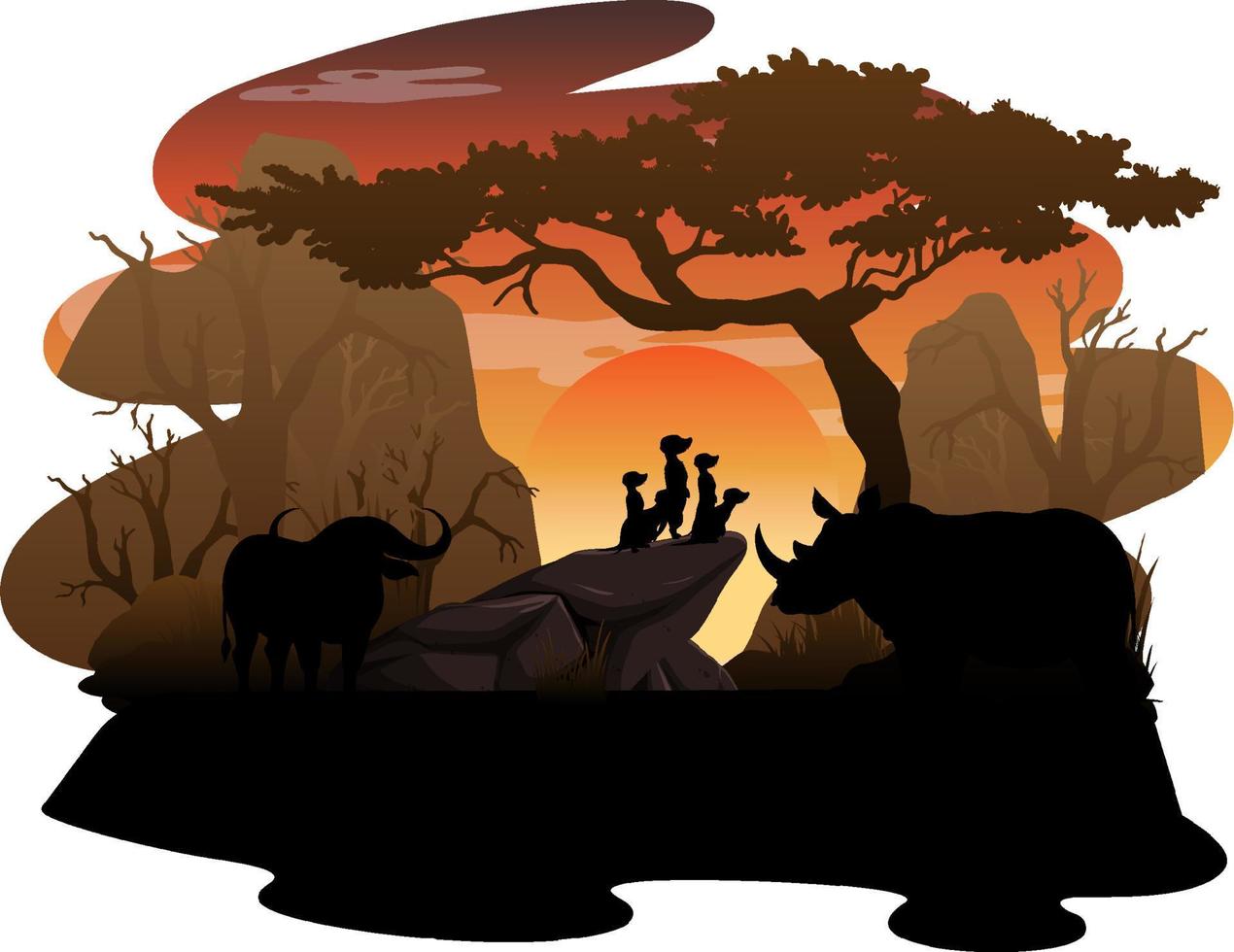 Isolated silhouette savanna forest vector